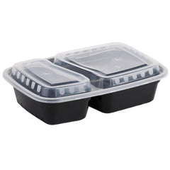 CP-8288 30oz Rectangular 2-Comp Plastic Container w/ Lids Combo