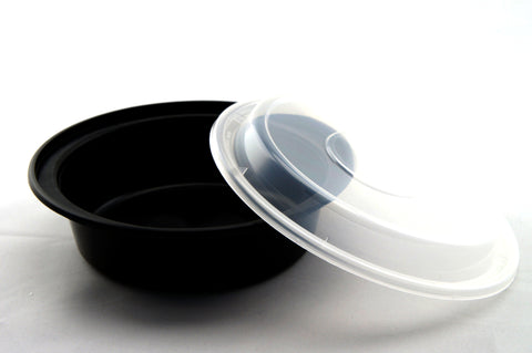 Black Disposable Plastic Round Microwavable Food Container With