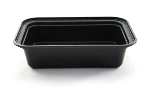 24 oz. Rectangular Black Container w/Lid Combo 150/CS