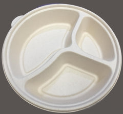 EB933 EccoCane 37oz Round 3-Comp No PFAS Added Natural Bagasse Blend Container