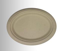 EP109 EccoCane 10" Oval No PFAS Added Natural Bagasse Blend Plate